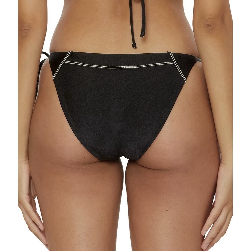 BECCA Black Solid Side Tie Bikini Bottom Women's Regular Size L 104157 - Picture 3 of 5